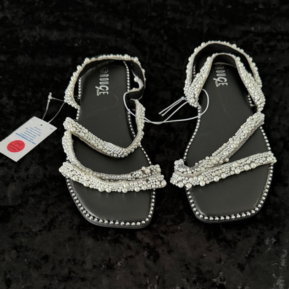 Dune London Black Sandals with Silver Embellishments